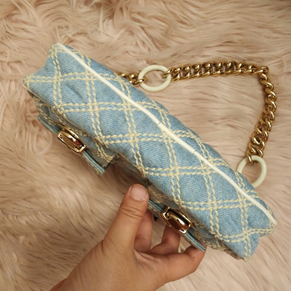 Marc Jacobs Vintage Cammie Washed Denim Bag Y2K Quilted - Picture 13 of 14